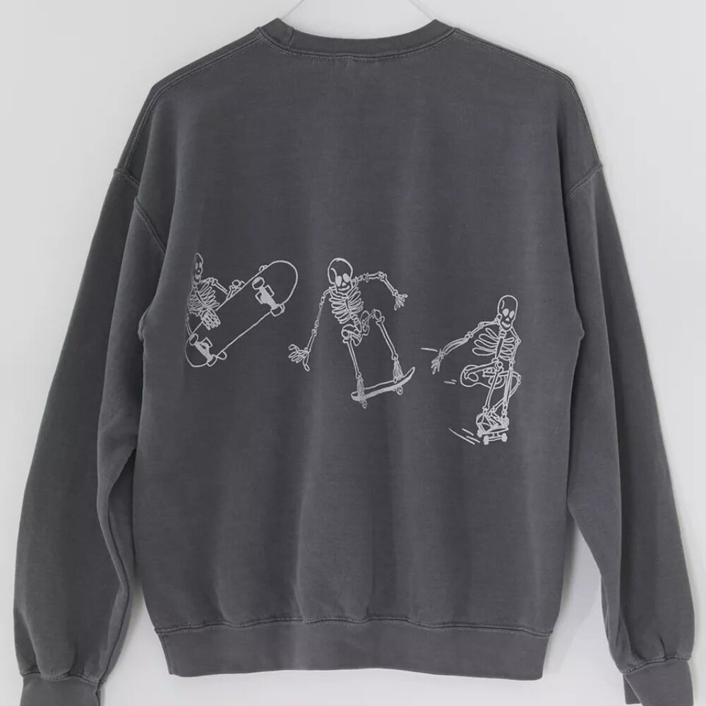 Urban Outfitter Project Social T Gray Skeleton Sweatshirt Small/Medium